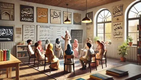 student practicing arabic language